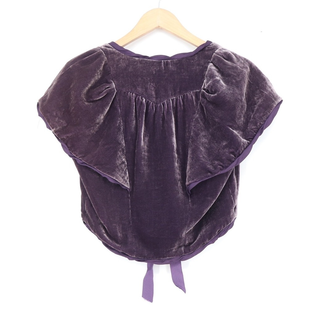 Marc Jacobs Purple Silk Blend Velvet Bolero Shrug Tie Front Jacket Size 8 - Picture 5 of 6